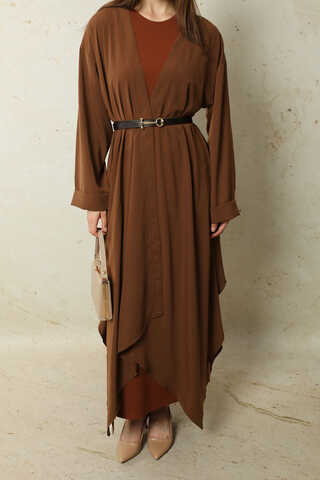 Dökümlü Abaya Kahverengi - 7
