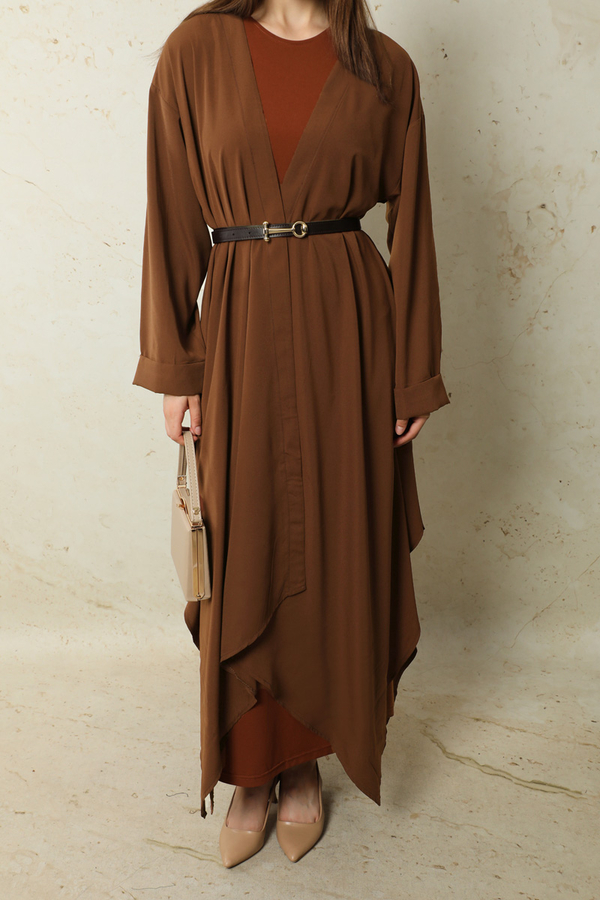 Dökümlü Abaya Kahverengi - 7
