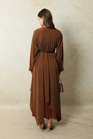Dökümlü Abaya Kahverengi - 10