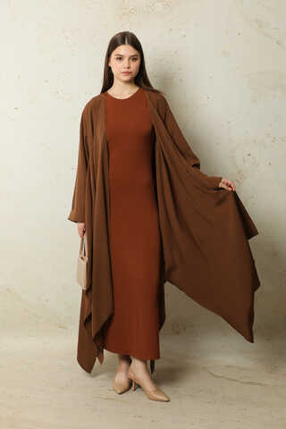 Dökümlü Abaya Kahverengi - 3
