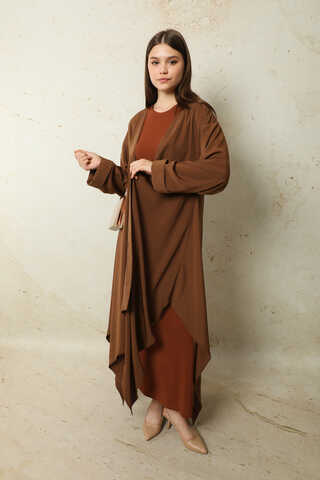 Dökümlü Abaya Kahverengi - 9