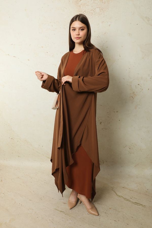 Dökümlü Abaya Kahverengi - 9