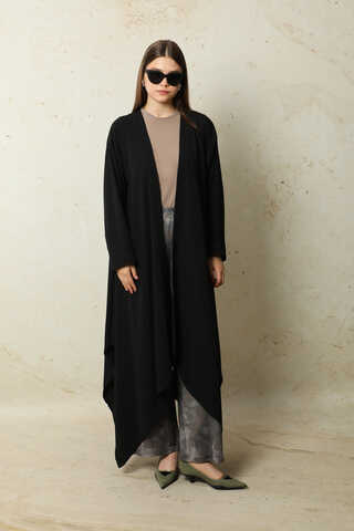 Dökümlü Abaya Siyah - 1