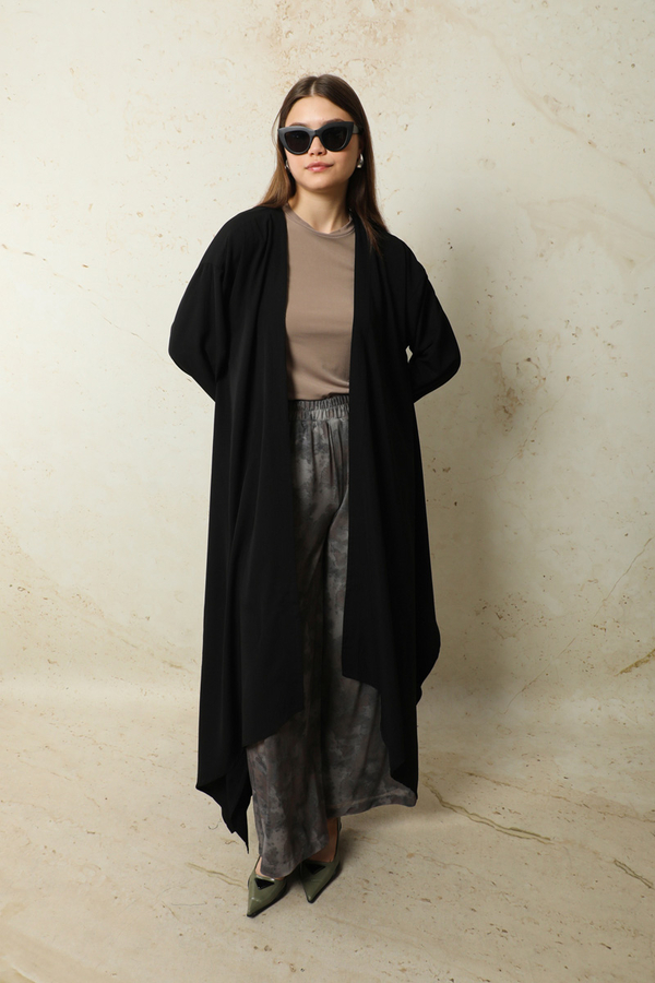 Dökümlü Abaya Siyah - 2