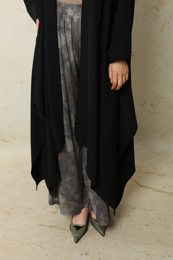 Dökümlü Abaya Siyah - 3