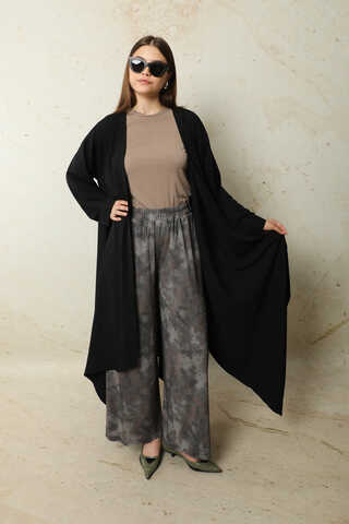 Dökümlü Abaya Siyah - 4