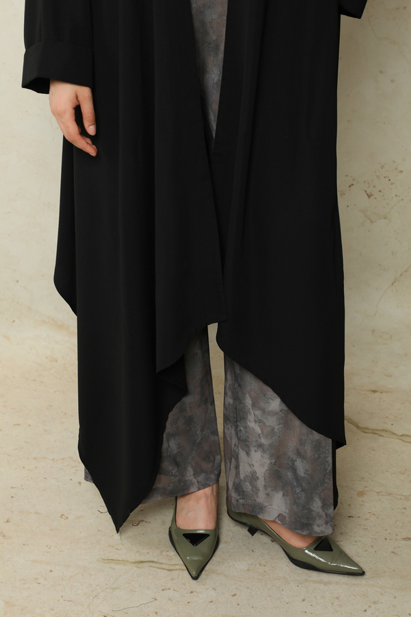 Dökümlü Abaya Siyah - 5