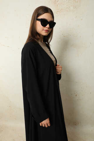 Dökümlü Abaya Siyah - 6