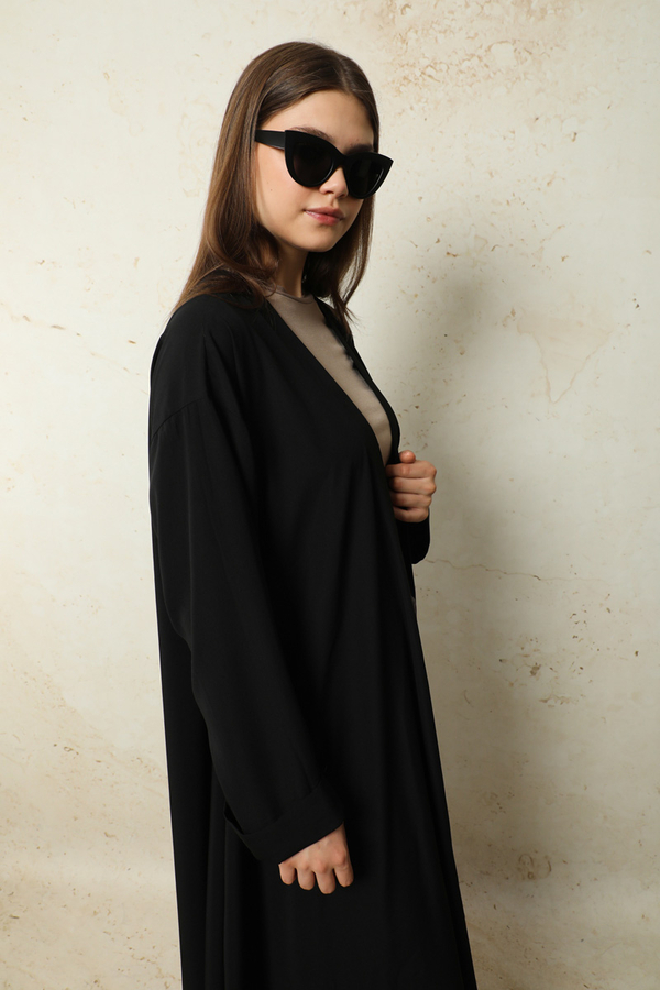 Dökümlü Abaya Siyah - 6