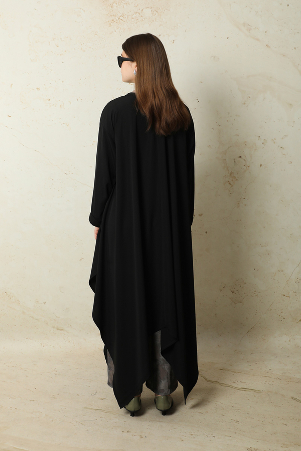 Dökümlü Abaya Siyah - 7