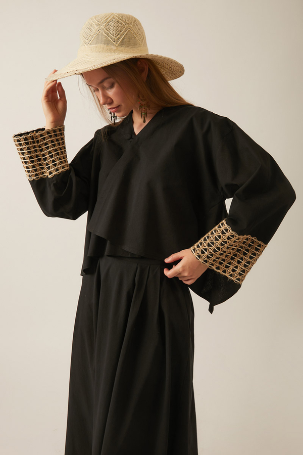 Dora Kimono Takım Siyah - 7