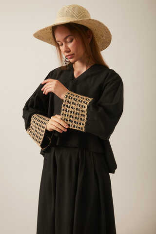 Dora Kimono Takım Siyah - 8