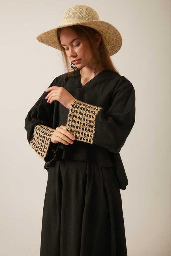 Dora Kimono Takım Siyah - 8