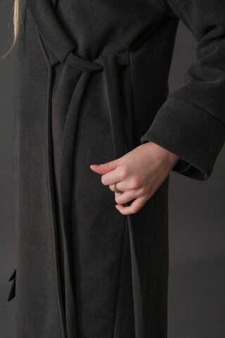 Double-Breasted Belted Coat Anthracite - 4