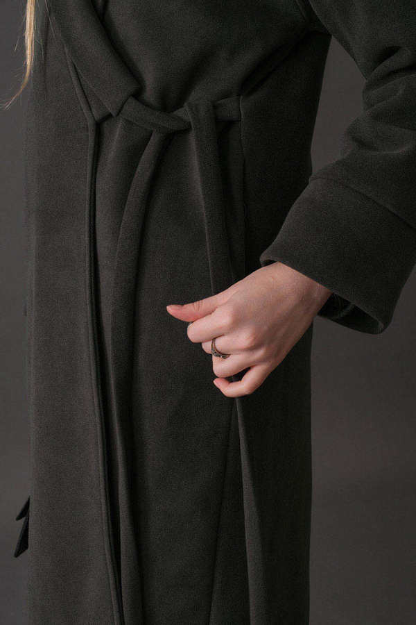 Double-Breasted Belted Coat Anthracite - 4