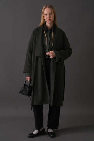Double-Breasted Belted Coat Anthracite - 3