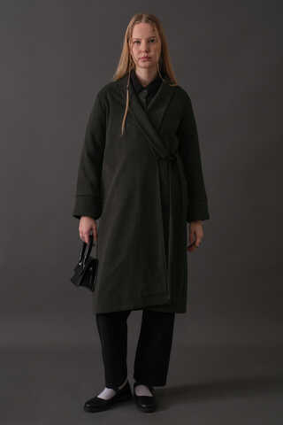 Double-Breasted Belted Coat Anthracite - 5