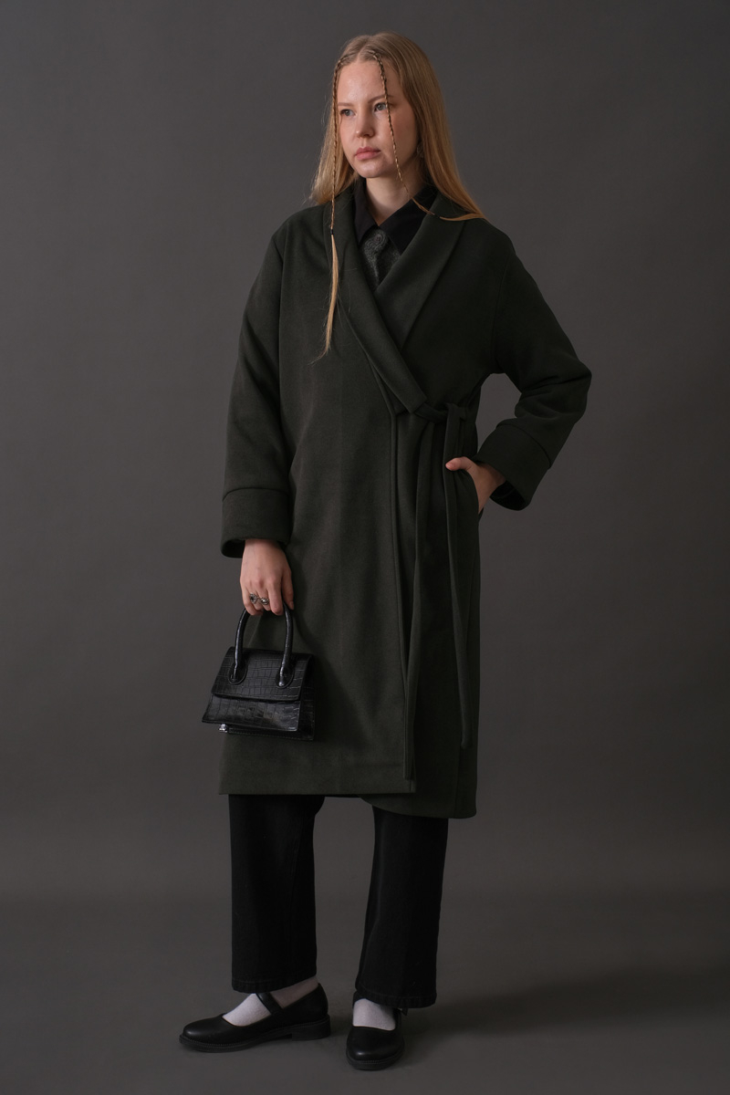 Double-Breasted Belted Coat Anthracite