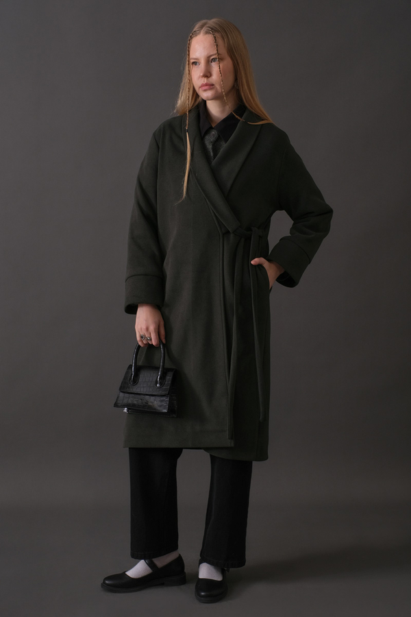 Double-Breasted Belted Coat Anthracite 