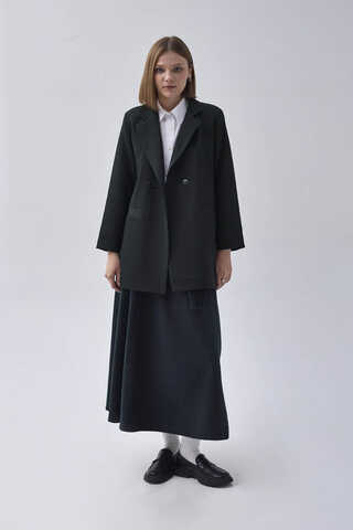 Double Breasted Blazer Jacket Black - 2