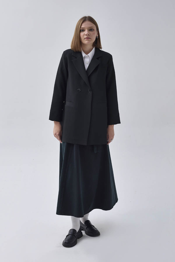 Double Breasted Blazer Jacket Black - 7