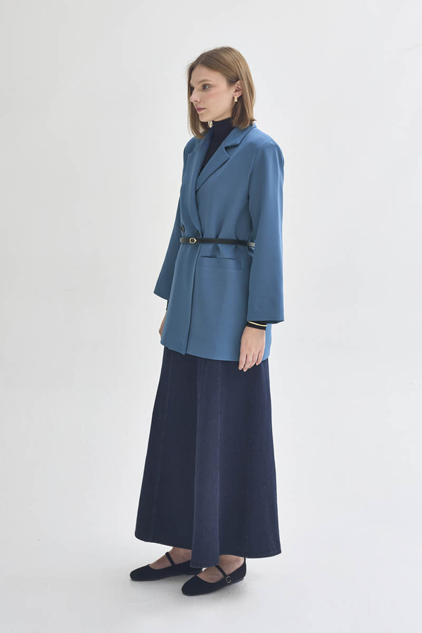 Double Breasted Blazer Jacket Indigo - 4