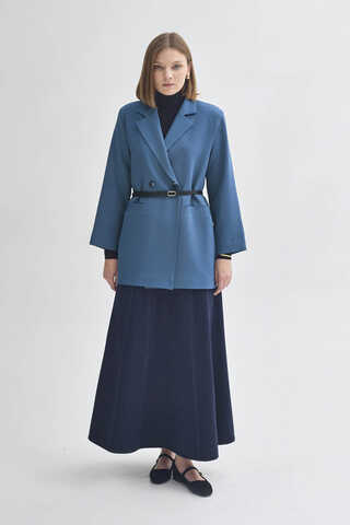 Double Breasted Blazer Jacket Indigo - 5