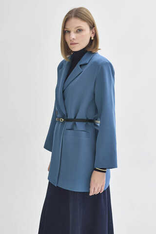 Double Breasted Blazer Jacket Indigo - 9