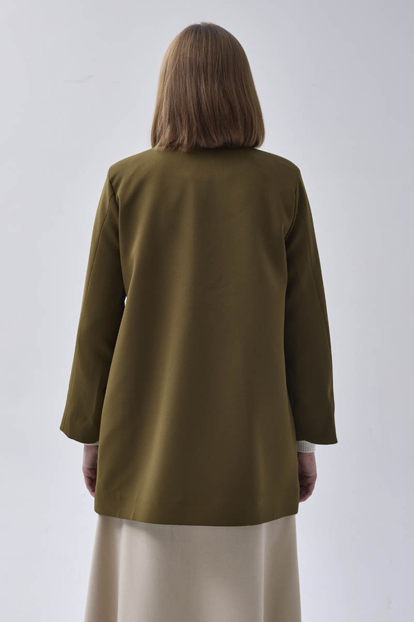 Double Breasted Blazer Jacket Khaki - 14