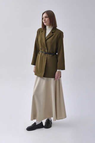 Double Breasted Blazer Jacket Khaki - 10