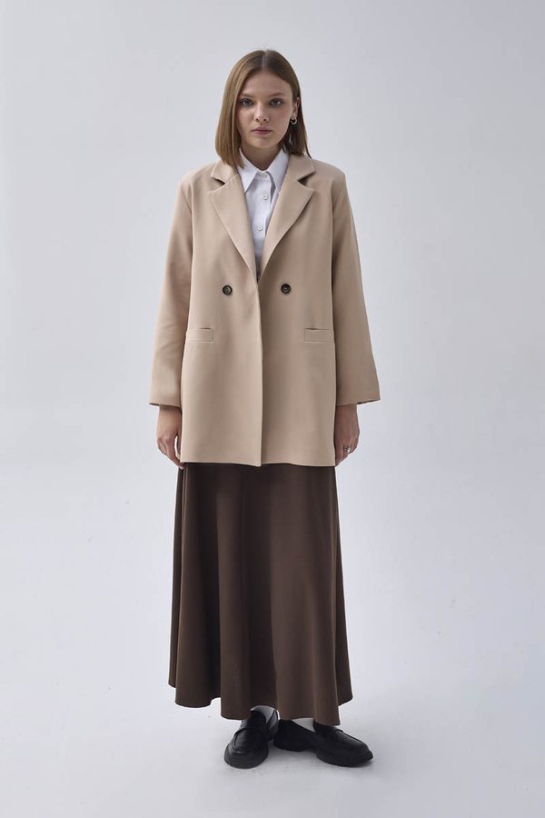 Double Breasted Blazer Jacket Stone - 2