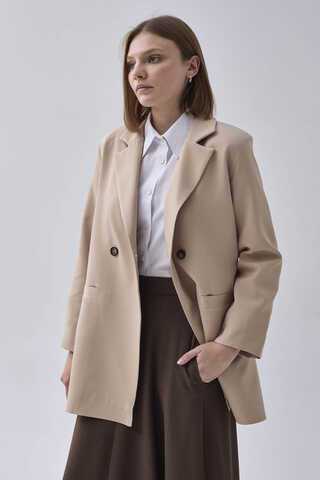 Double Breasted Blazer Jacket Stone - 6