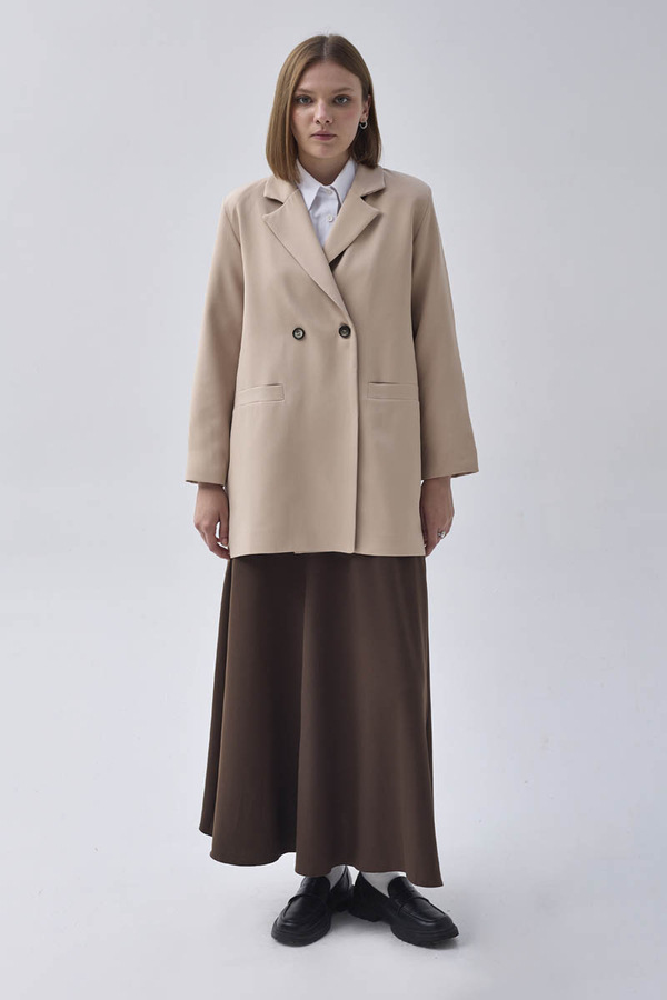 Double Breasted Blazer Jacket Stone - 7