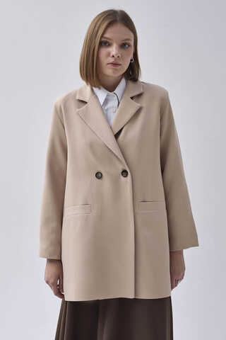 Double Breasted Blazer Jacket Stone - 8