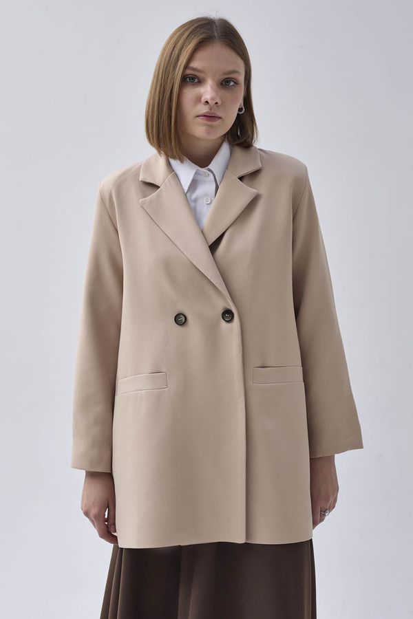 Double Breasted Blazer Jacket Stone - 8