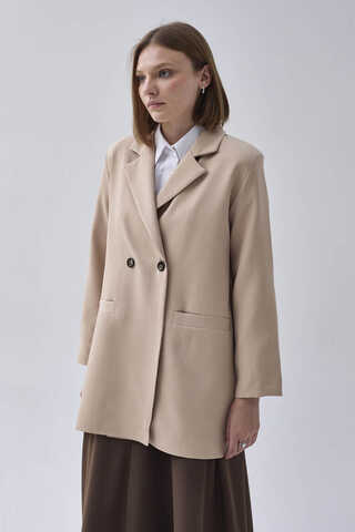Double Breasted Blazer Jacket Stone - 9