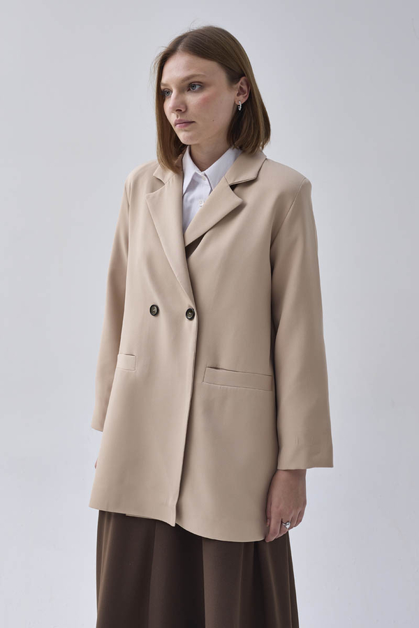 Double Breasted Blazer Jacket Stone - 9