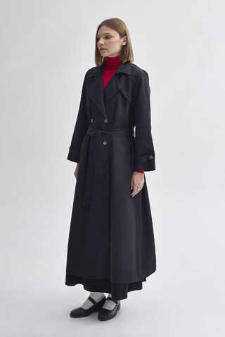 Double Breasted Classic Trenchcoat Black - 3