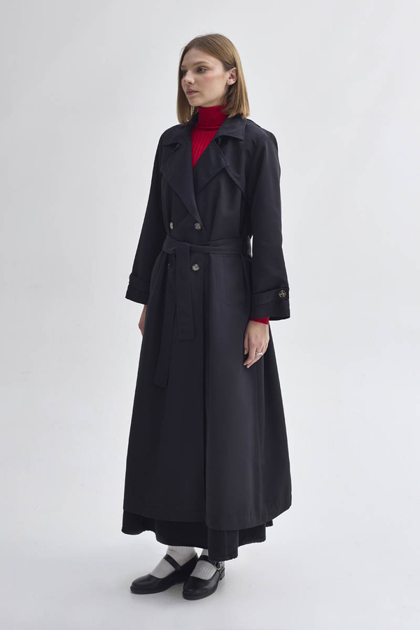 Double Breasted Classic Trenchcoat Black - 3