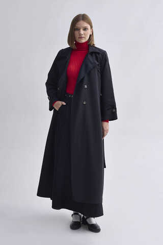 Double Breasted Classic Trenchcoat Black - 2