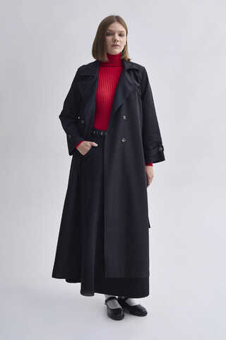 Double Breasted Classic Trenchcoat Black - 4