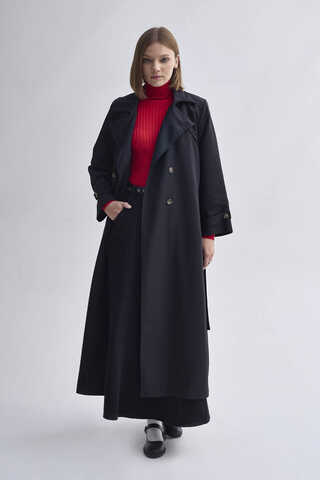 Double Breasted Classic Trenchcoat Black - 6
