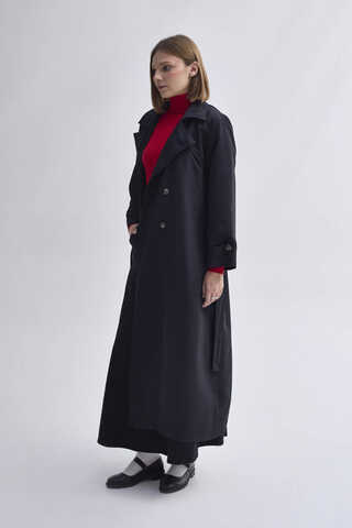 Double Breasted Classic Trenchcoat Black - 7