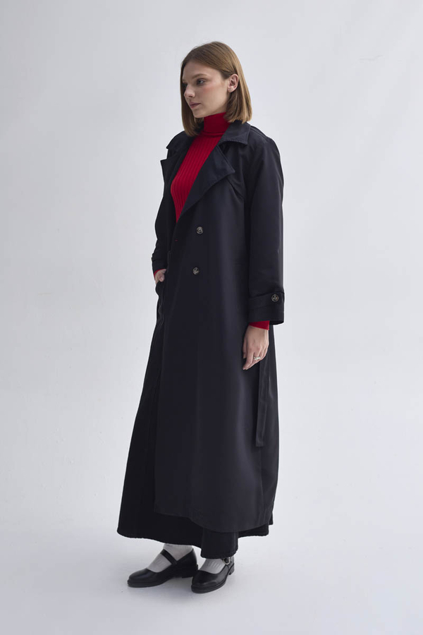 Double Breasted Classic Trenchcoat Black - 7
