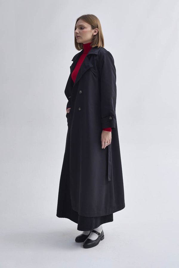 Double Breasted Classic Trenchcoat Black - 8