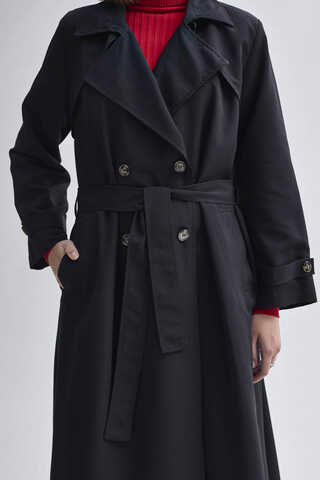 Double Breasted Classic Trenchcoat Black - 12