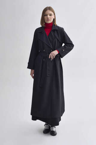 Double Breasted Classic Trenchcoat Black - 5