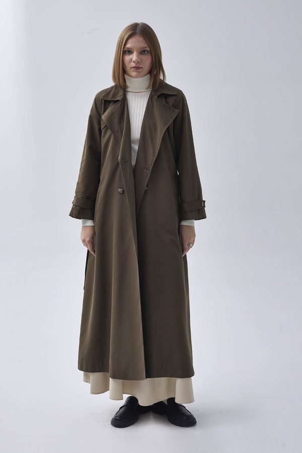 Double Breasted Classic Trenchcoat Dark Khaki - 1