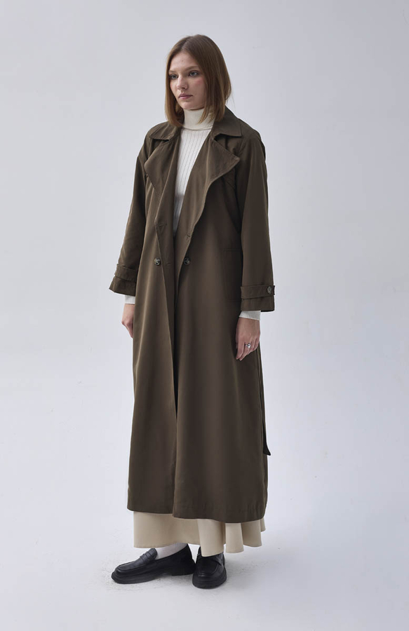 Double Breasted Classic Trenchcoat Dark Khaki - 3