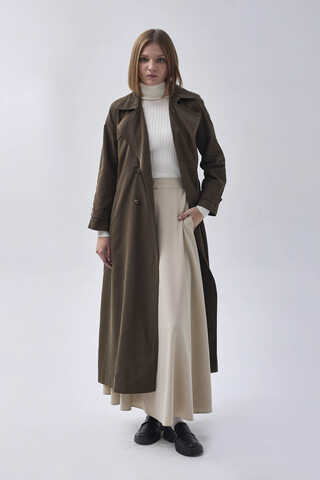 Double Breasted Classic Trenchcoat Dark Khaki - 4